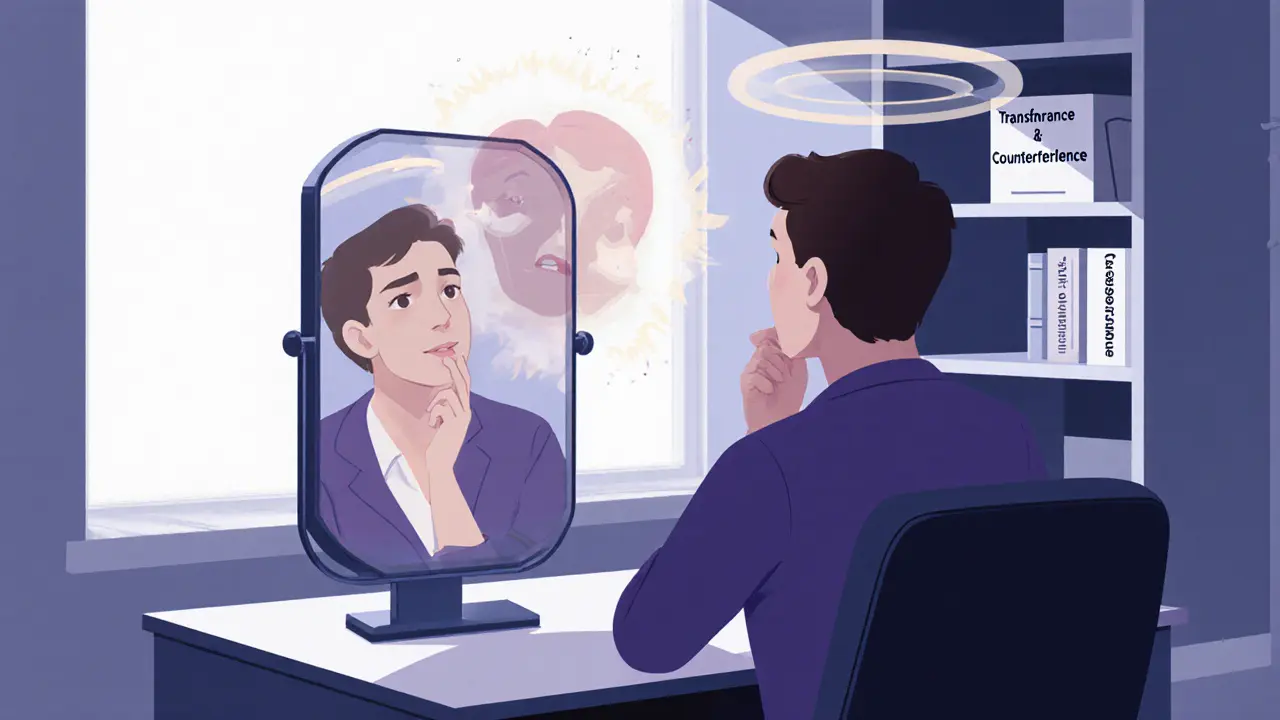 Terapeut přemýšlí o svém protipřenosu během supervize.