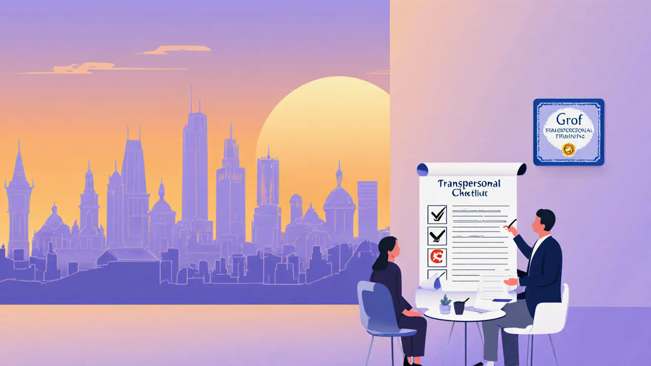 Terapeut a klient v českém městě diskutují plán integrace a certifikaci.