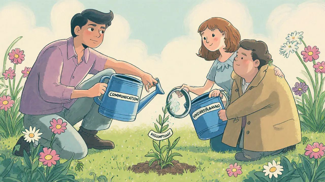 Pár zahradí vztah, odstraňuje plevel zvaný předpoklady.