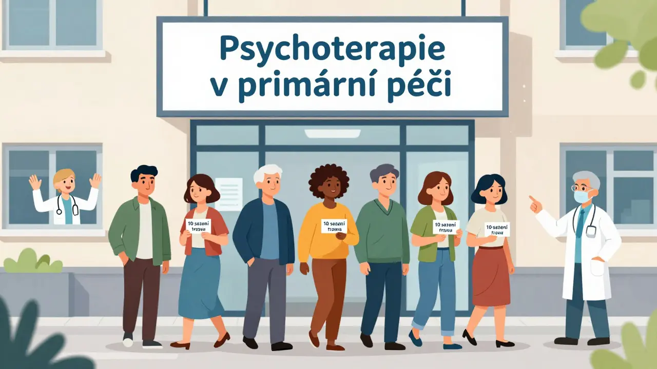 Pacienti vstupují do kliniky s karty na 10 bezplatných sezení, přístupná psychoterapie v primární péči.