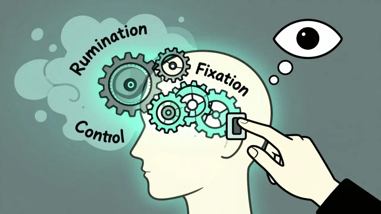 Uvnitř hlavy se vypíná stroj s myšlenkami, který je vypnut a nahrazen pozorováním.