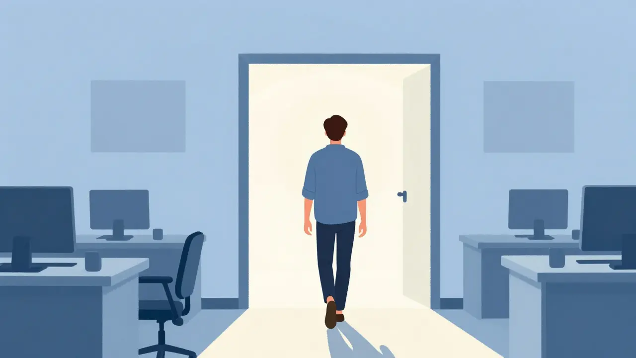 Osoba s pocitem úlevy a bezpečí nachází správnou cestu k uzdravení.