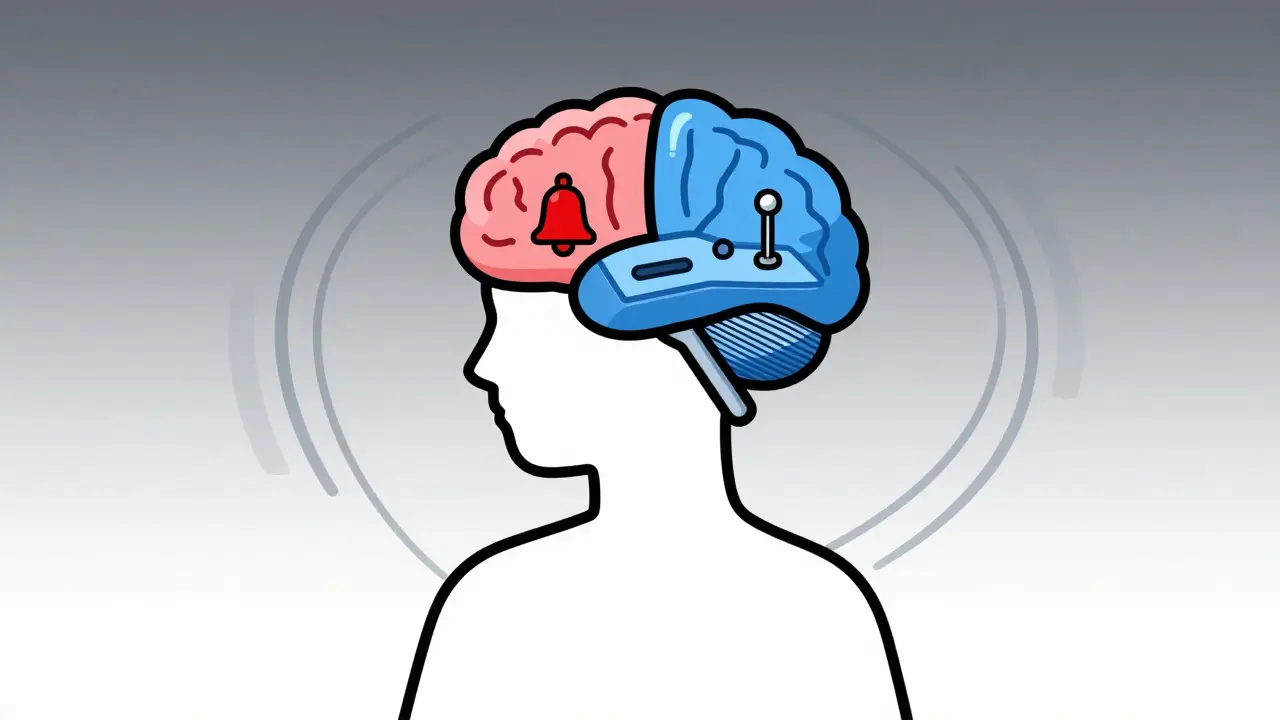 Kresba mozku: amygdala jako alarm a kůra jako ovládací panel