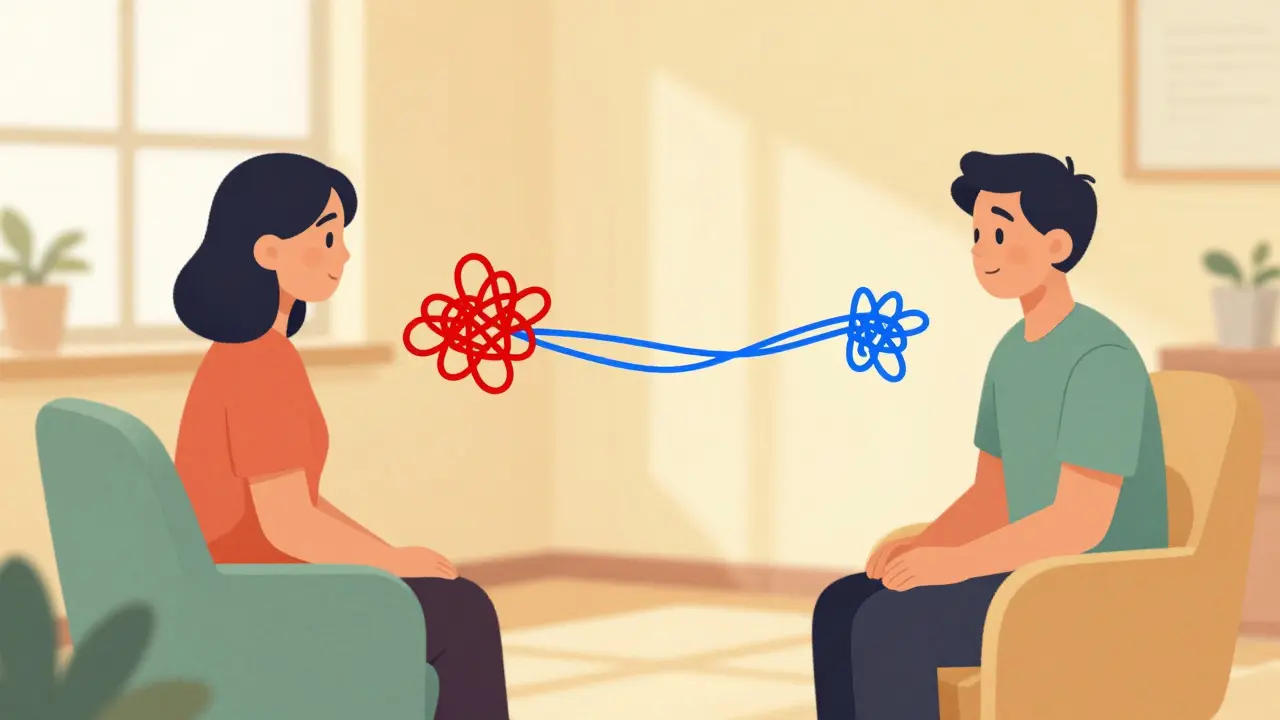 Terapeutická seance s vizualizací uvolňování emocí