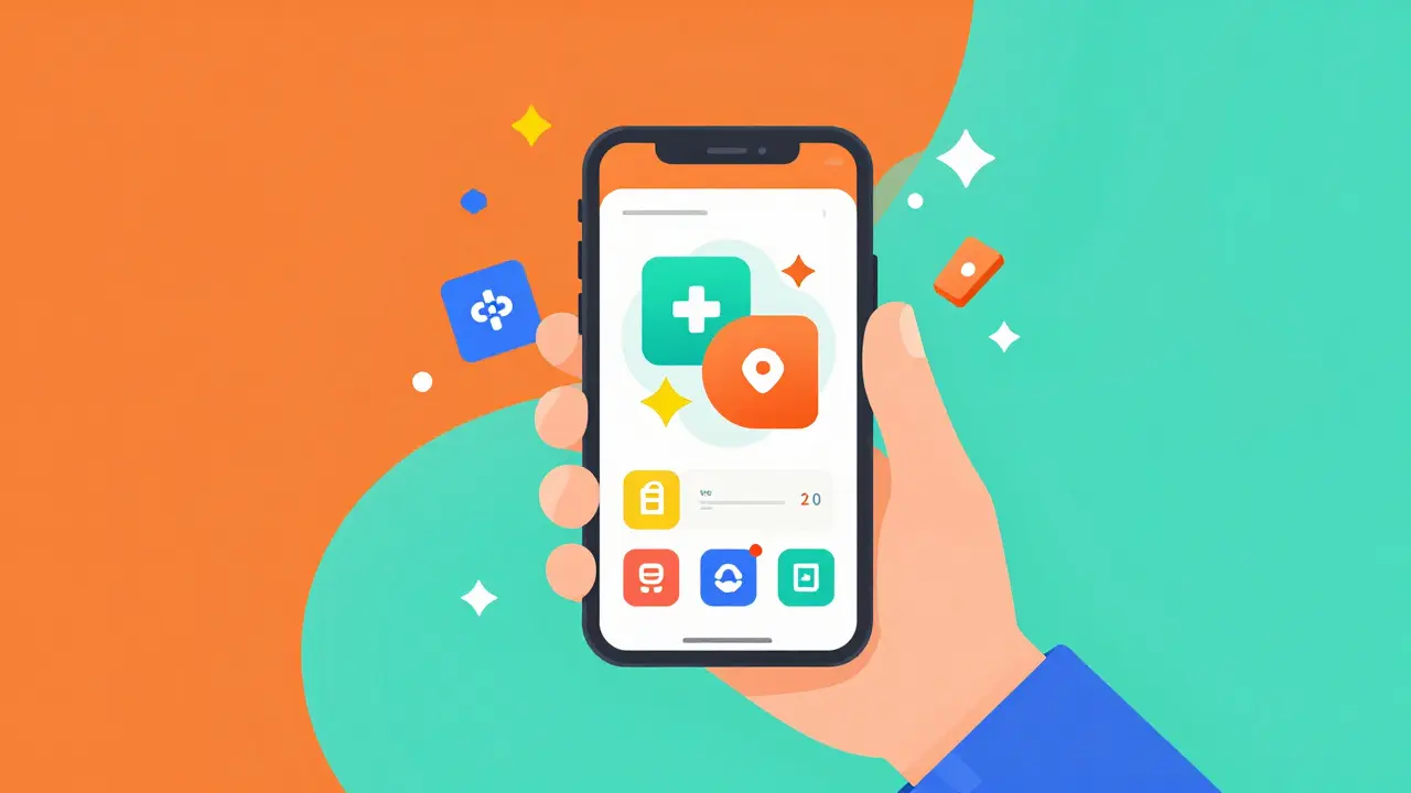 Chytrý telefon s aplikací pro sběr kreditů na zdraví