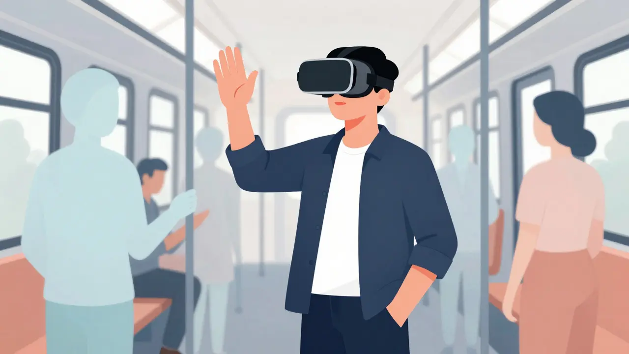 Člověk ve virtuální realitě při tréninku sociálních dovedností