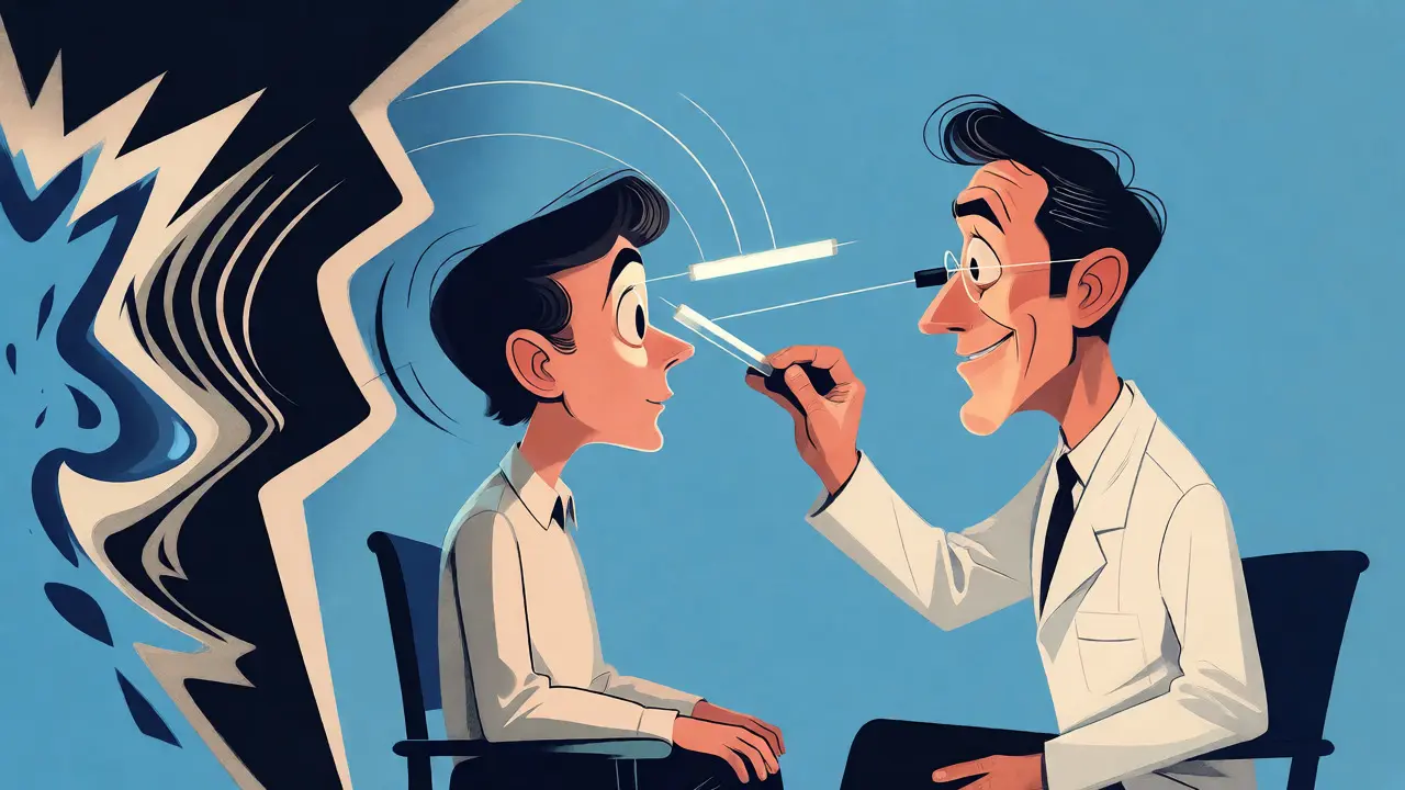 Ilustrace EMDR terapie s pohybem očí a zpracováním traumatu